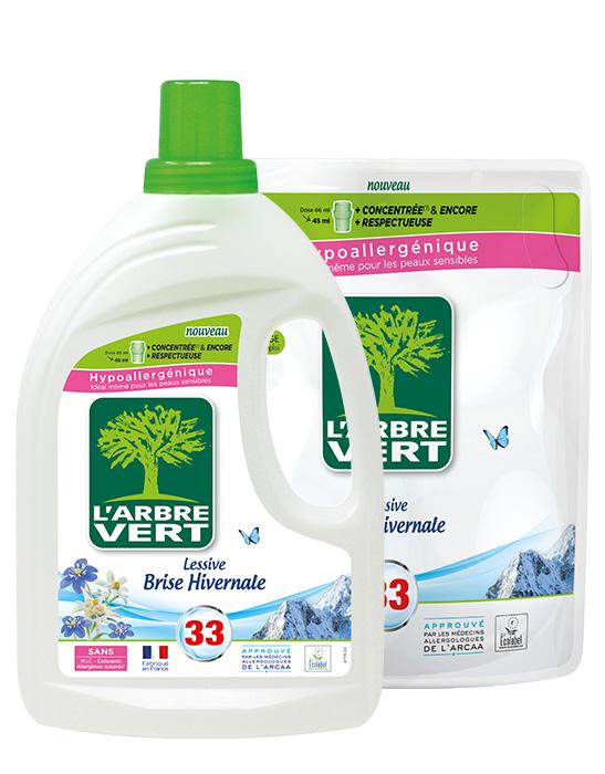 Lessive liquide et sa recharge Brise hivernale L ARBRE VERT Lessive liquide et sa recharge Brise hivernale L ARBRE VERT